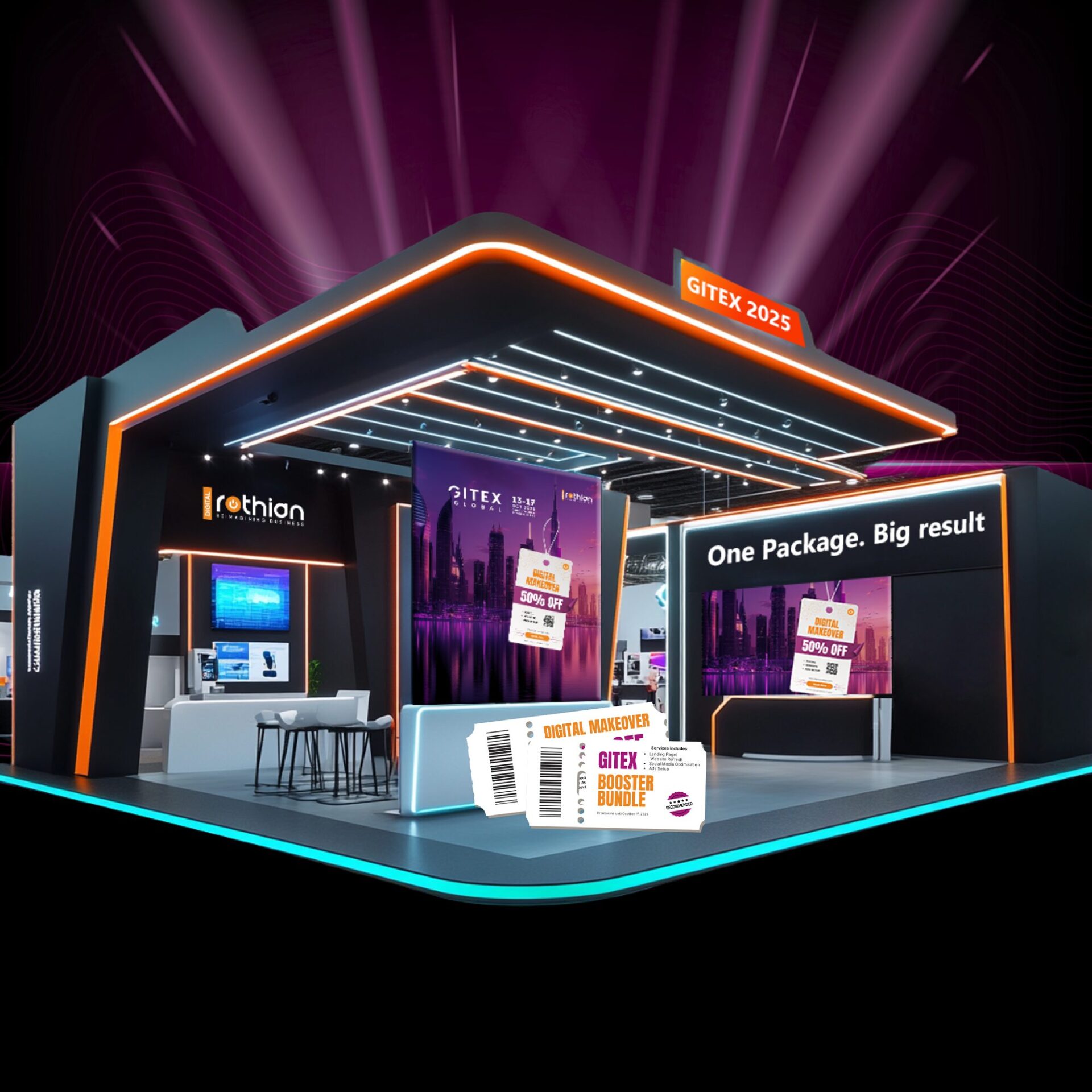 Rothian's Gitex Booth 2025 with GITEX booster bundles at 50% off